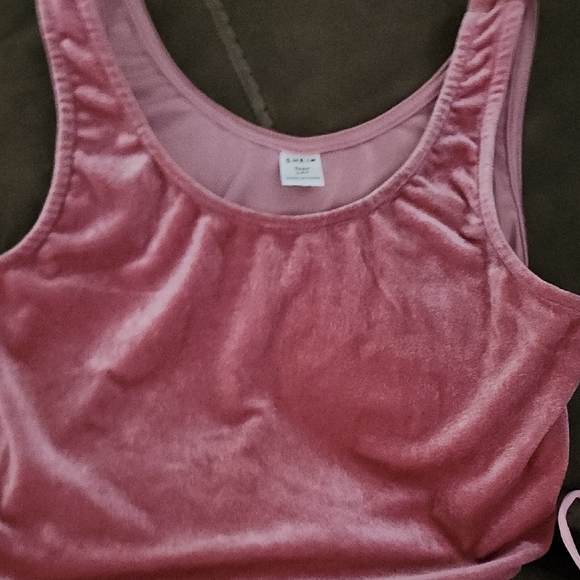 BUNDLE 2 Pink tops! Ruffled Lace-Up Crop Top And Satin Type Other - Picture 6 of 9